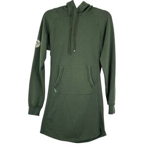Lakegirl Womens Dark Green Hoodie Dress Long Sleeve Patch Casual Athleisure